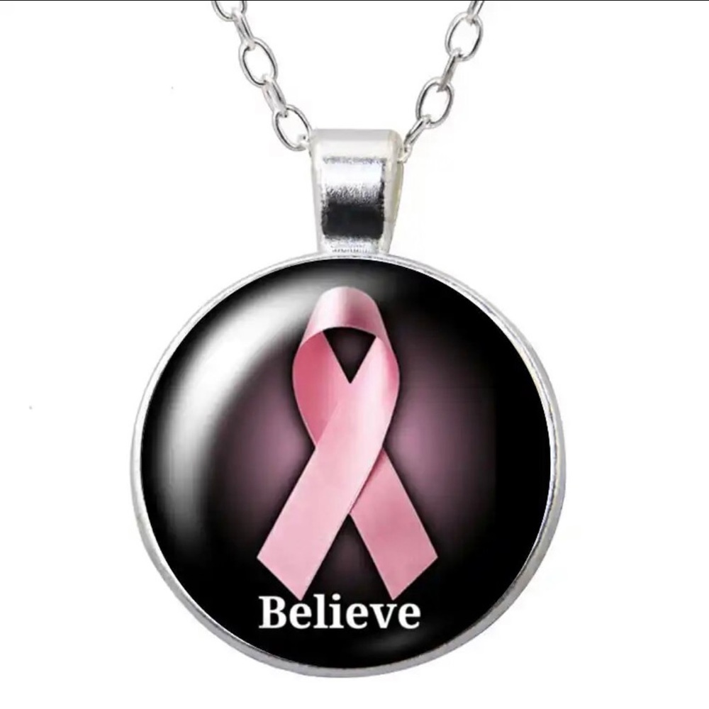 Believe Breast Cancer Pendant Necklace NEW